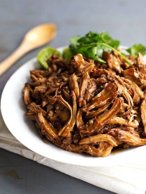 Honey Glazed Crockpot Chicken Adobo - simple pantry ingredients, hardly any hands-on time, 200 calories. | https://slim-path.today