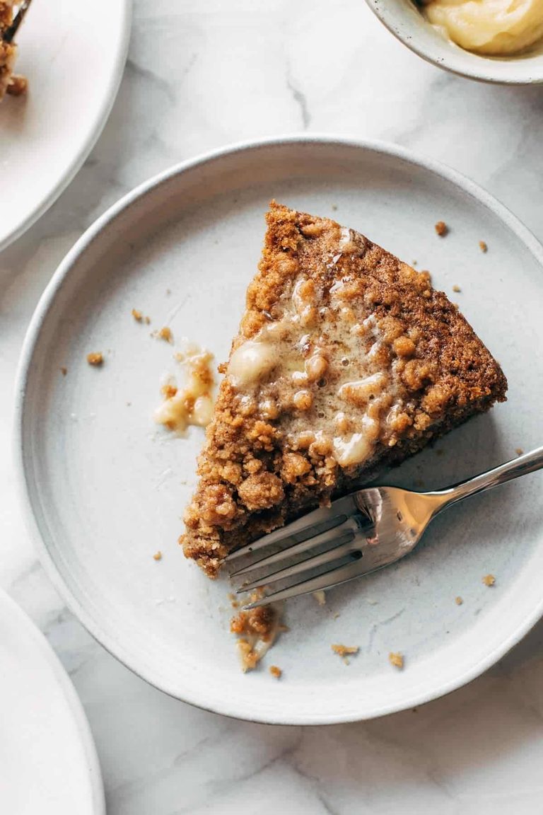 Carrot cake coffee cake on a plate.