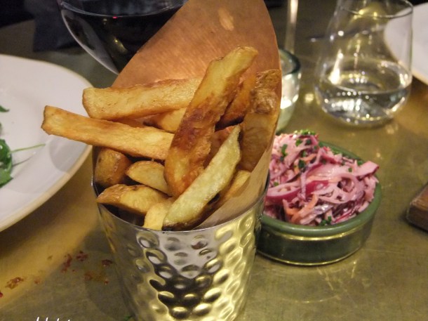 Duck fat chips and coleslaw at Barbecoa