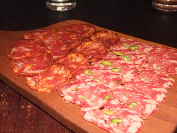 pistachio salami and chorizo at The Salt Yard