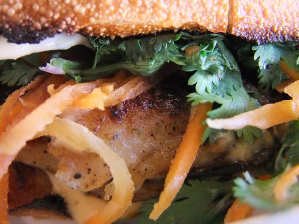 close up of the catfish sandwich at Num Pang close up catfish sandwich num pang