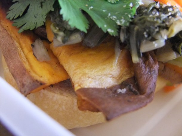 close up of the Japanese yam sandwich at Num Pang close up japanese yam sandwich num pang