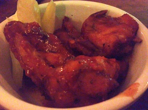 hot wings with pickled celery at pitt cue soho