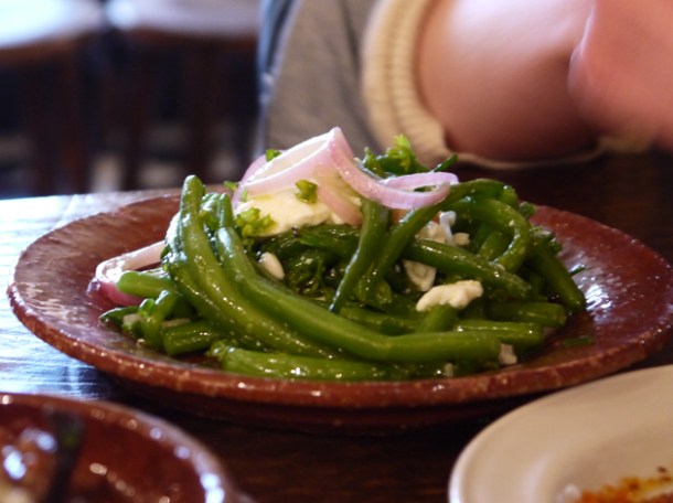 green beans, hazelnuts and cow's curd at Copita green beans, hazelnuts and cow's curd at copita