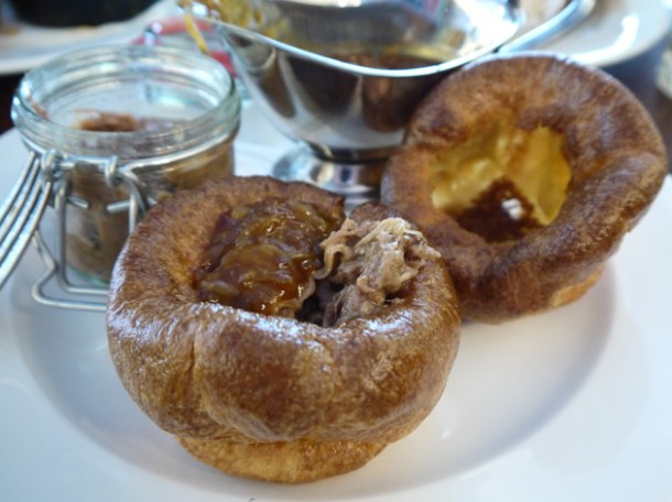 potted beef and bacon with onion gravy in Yorkshire pudding at Hawksmoor Piccadilly potted beef and bacon with onion gravy in yorkshire pudding at hawksmoor piccadilly