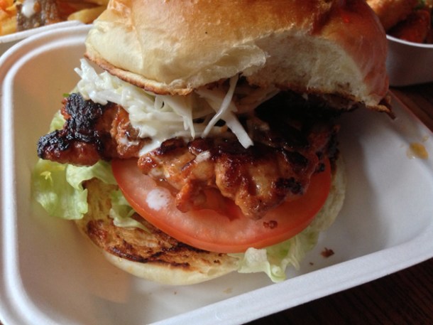 dalk galbi chicken burger at kimchi cult