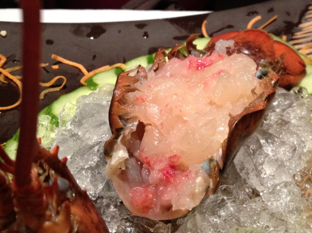 lobster sashimi at pearl liang