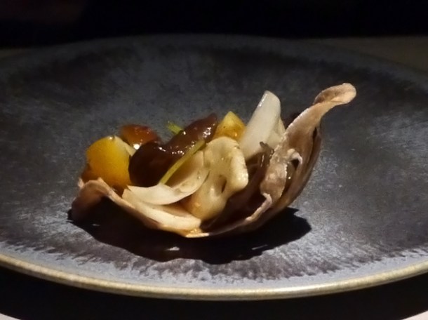 lotus root, cloud ear fungus and lily bulb salad at hkk
