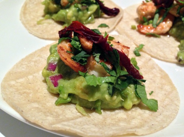 prawn tacos at taqueria