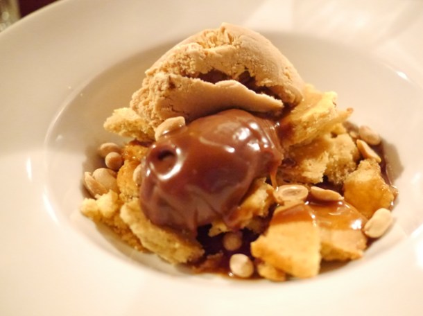 peanut butter shortbread served with salted caramel ice cream at hawksmoor spitalfields bar