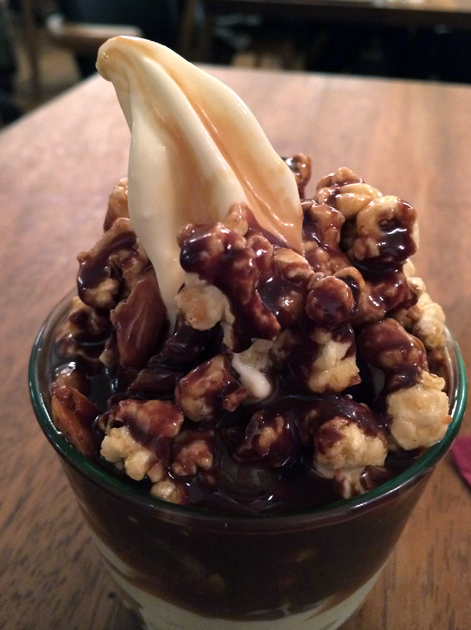 chocolate and popcorn sundae at foxlow