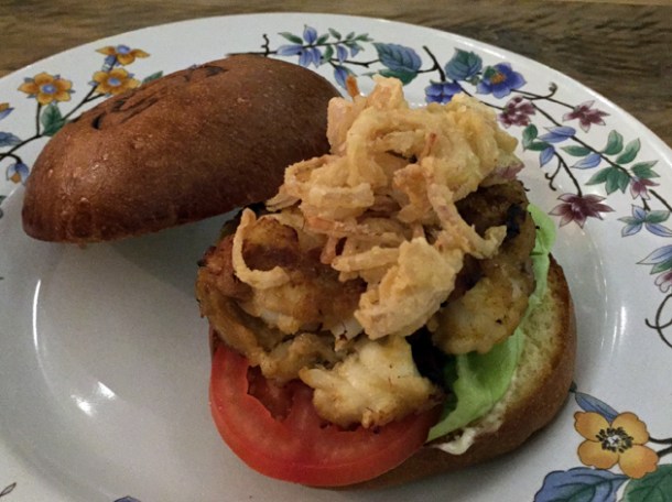 crab and lobster burger at bobo social