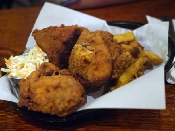 fried chicken at ruby jean's diner at the royal george