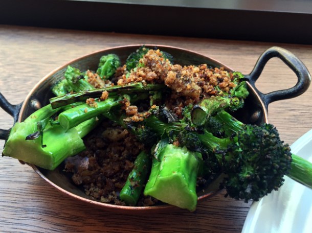 purple sprouting broccoli with anchovy at portland