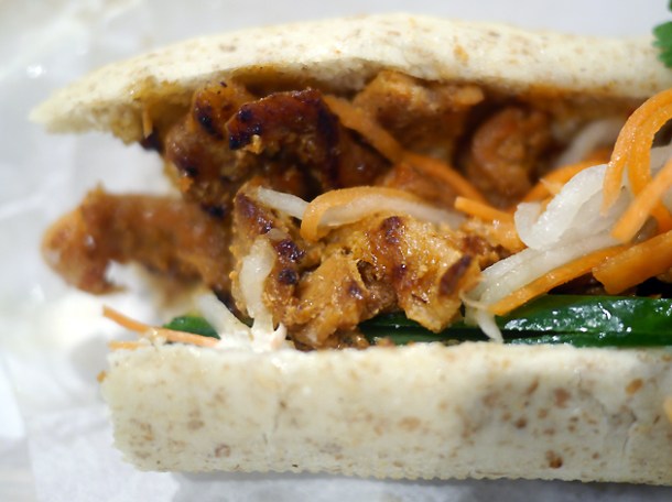 satay chicken banh mi at viet baguette
