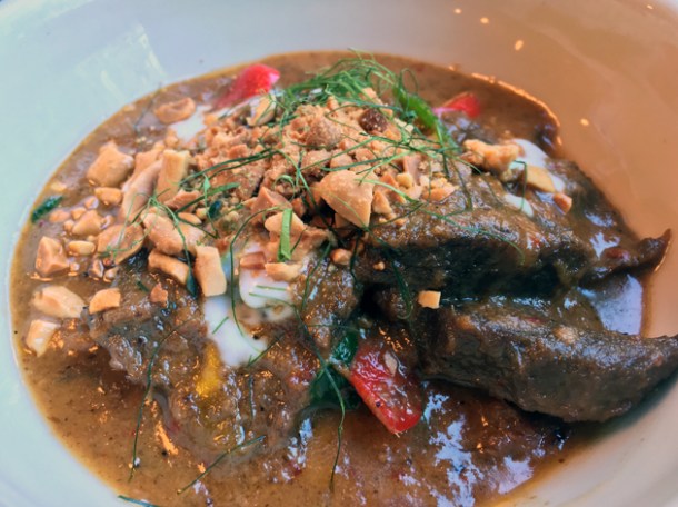 beef cheek panang curry at som saa commercial street