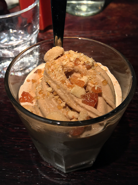 salted caramel soft serve ice cream with peanut brittle at bukowski grill soho