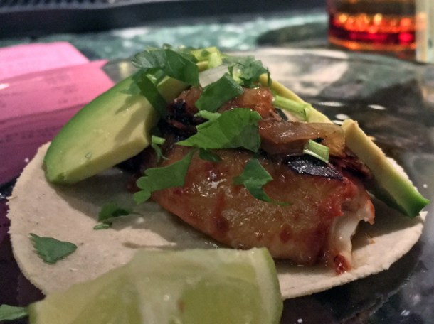 fish al pastor tacos at el pastor