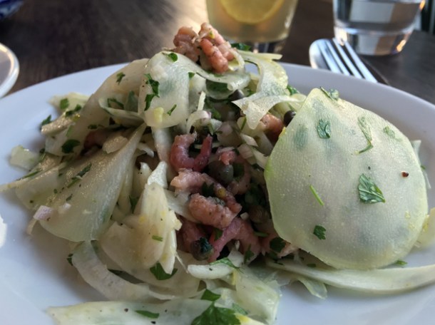 shrimp and kohlrabi salad at sparrow lewisham