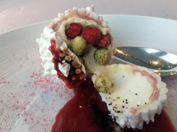 strawberry and balsamic vinegar vacherin at claude bosi bibendum