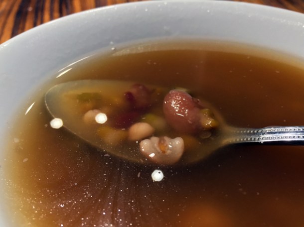 mixed beans, taro and pearls in longan tea at old tree daiwan bee