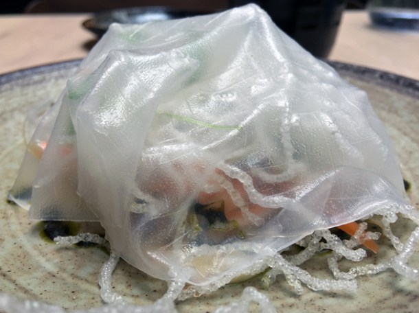 rice paper, pickled carrots and daikon at magpie