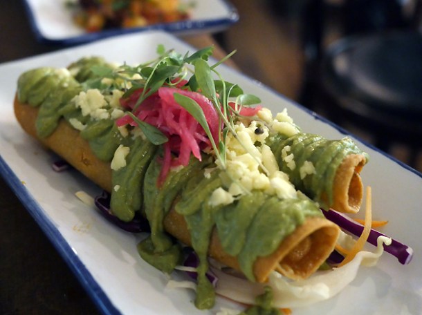 sweet potato flautas at santo remedio london bridge