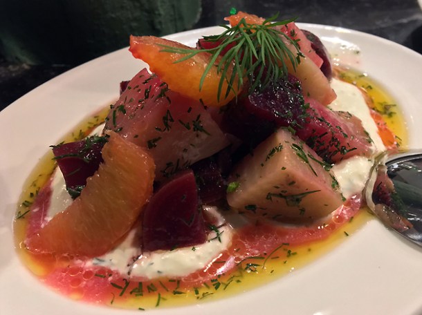 beetroot and orange salad at sabor
