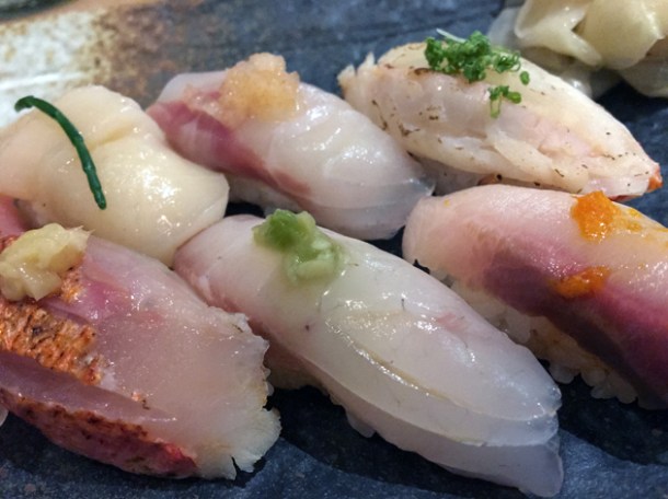 yellowtail nigiri at sushi atelier