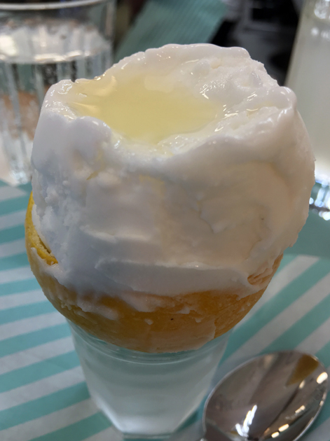 lemon sorbet with limoncello at lina stores restaurant