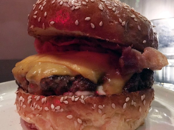 bacon butter burger at burger and beyond