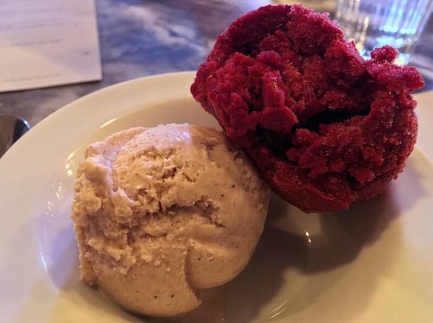 illustrative photo of the cinnamon ice cream and blackcurrant sorbet at Bar Douro