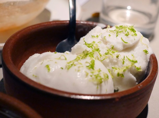 illustrative photo of the coconut and lime sorbet at Kolamba