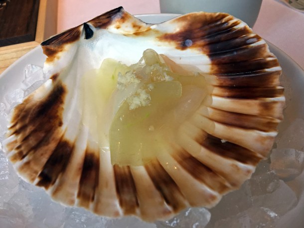 illustrative photo of the scallop and apple at Claridge's Davies and Brook