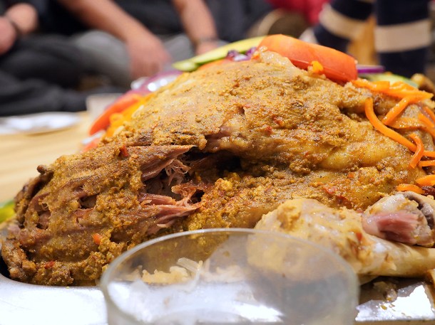 illustrative photo of the whole lamb sajji at Namak Mandi