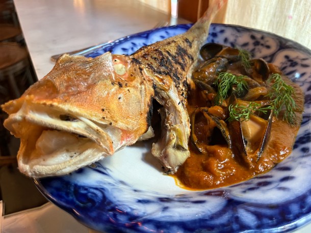 illustrative photo of the gurnard and pig skin bouillabaisse