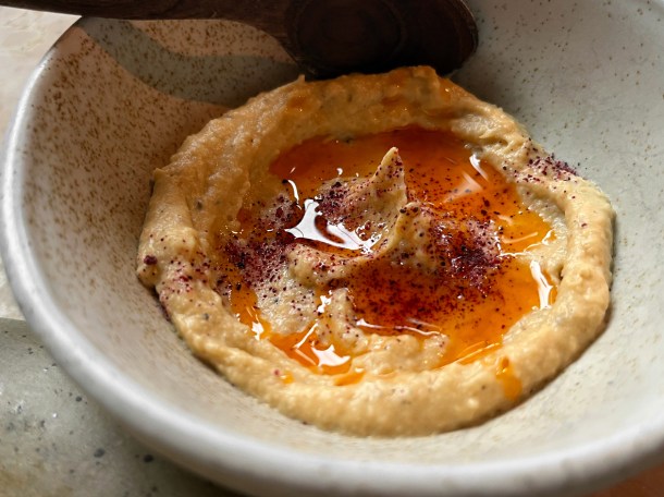 illustrative photo of the black eyed bean hummus at Akara